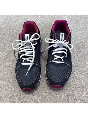 Reebok Gray Pink Lace Up Running Walking Sneakers